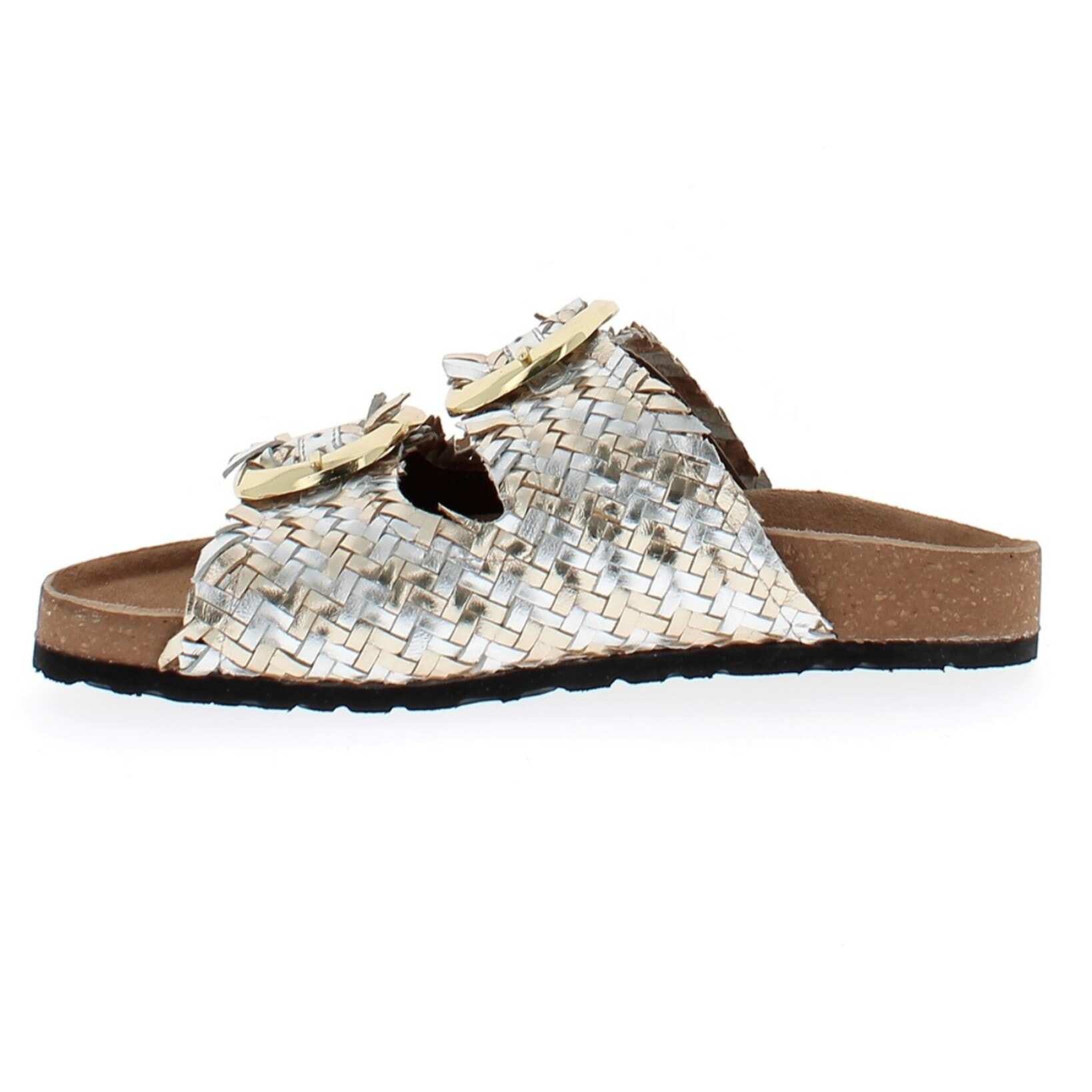 Armata di Mare Scarpe Donna Ciabatte in Pelle con Doppia Fibbia AMD 1V3760 Platinum Silver
