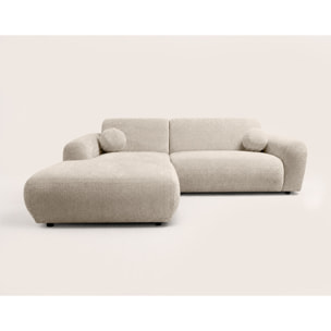 Louise - Canapé d'angle gauche 4 places en velours texturé - Beige