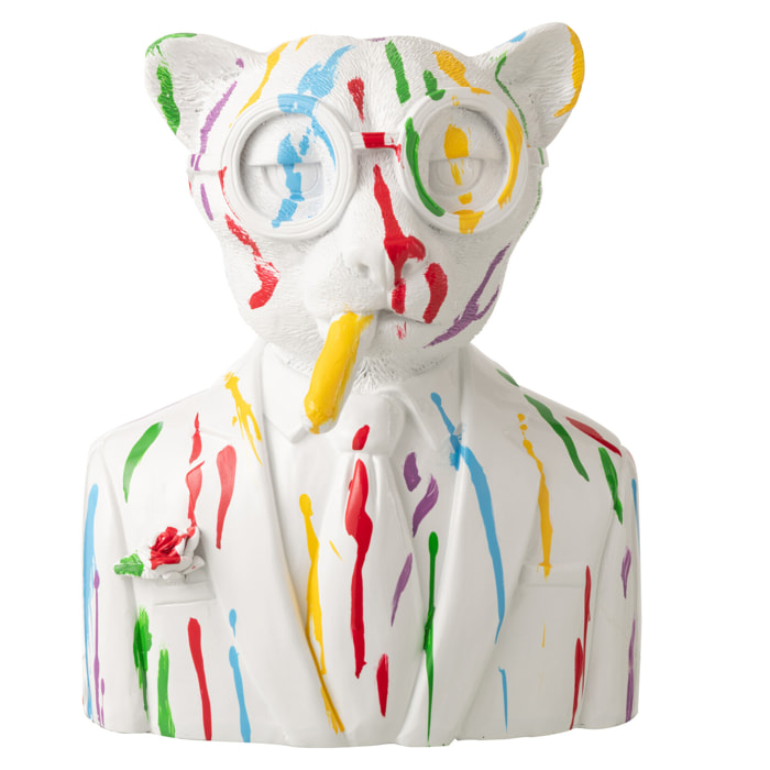 J-Line Léopard Tâches de Peinture décoratif - polyrésine - blanc/multicolore