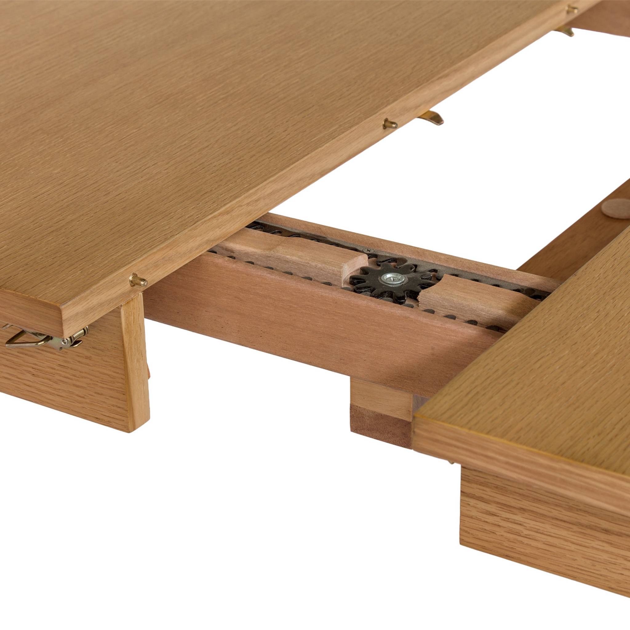 Table à manger rectangulaire extensible bois d'hévéa et placage chêne 6 à 10 places SOLENE