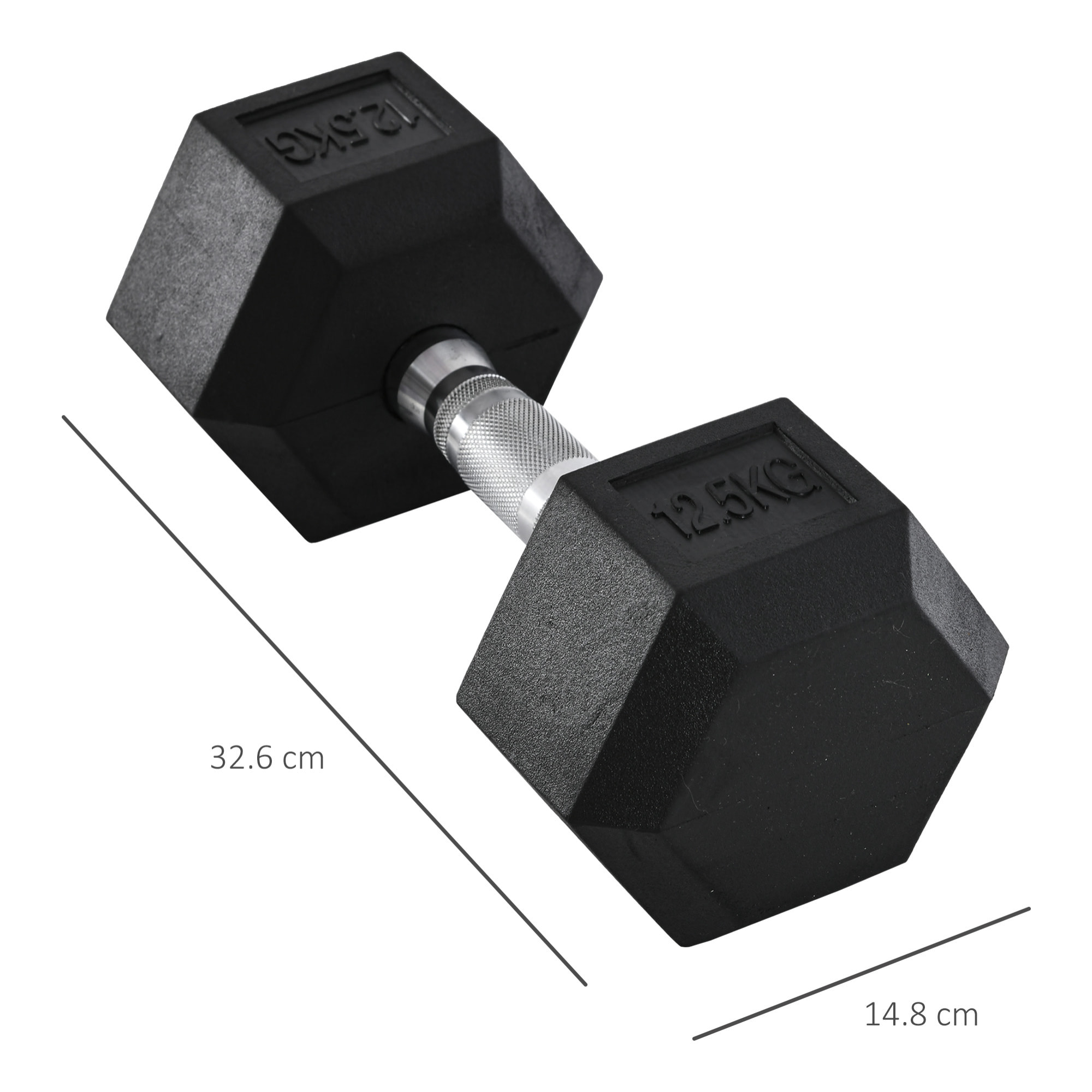 Mancuerna Hexagonal 12,5 kg de Hierro Fundido Pesas de Acero Recubiertas de Goma con Mango Moleteado para Musculación Entrenamiento en Casa Gimnasio
