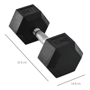 Mancuerna Hexagonal 12,5 kg de Hierro Fundido Pesas de Acero Recubiertas de Goma con Mango Moleteado para Musculación Entrenamiento en Casa Gimnasio