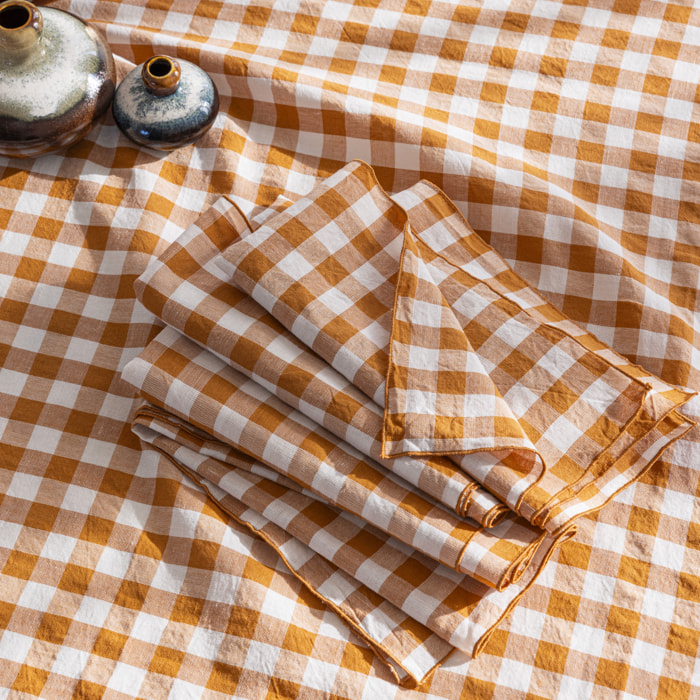 Serviette de table en chanvre et coton mélangés, PASSION VICHY
