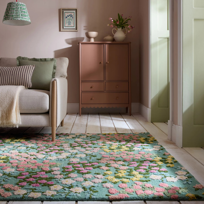 Tapis floral en laine EMILIA