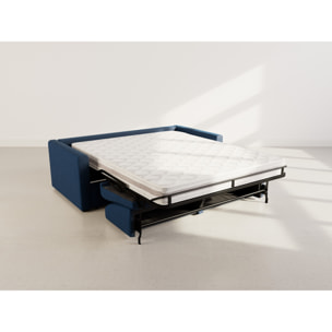 Julia - canapé lit 3 places convertible express couchage quotidien 140 cm matelas 18 cm en tissu - Bleu marine