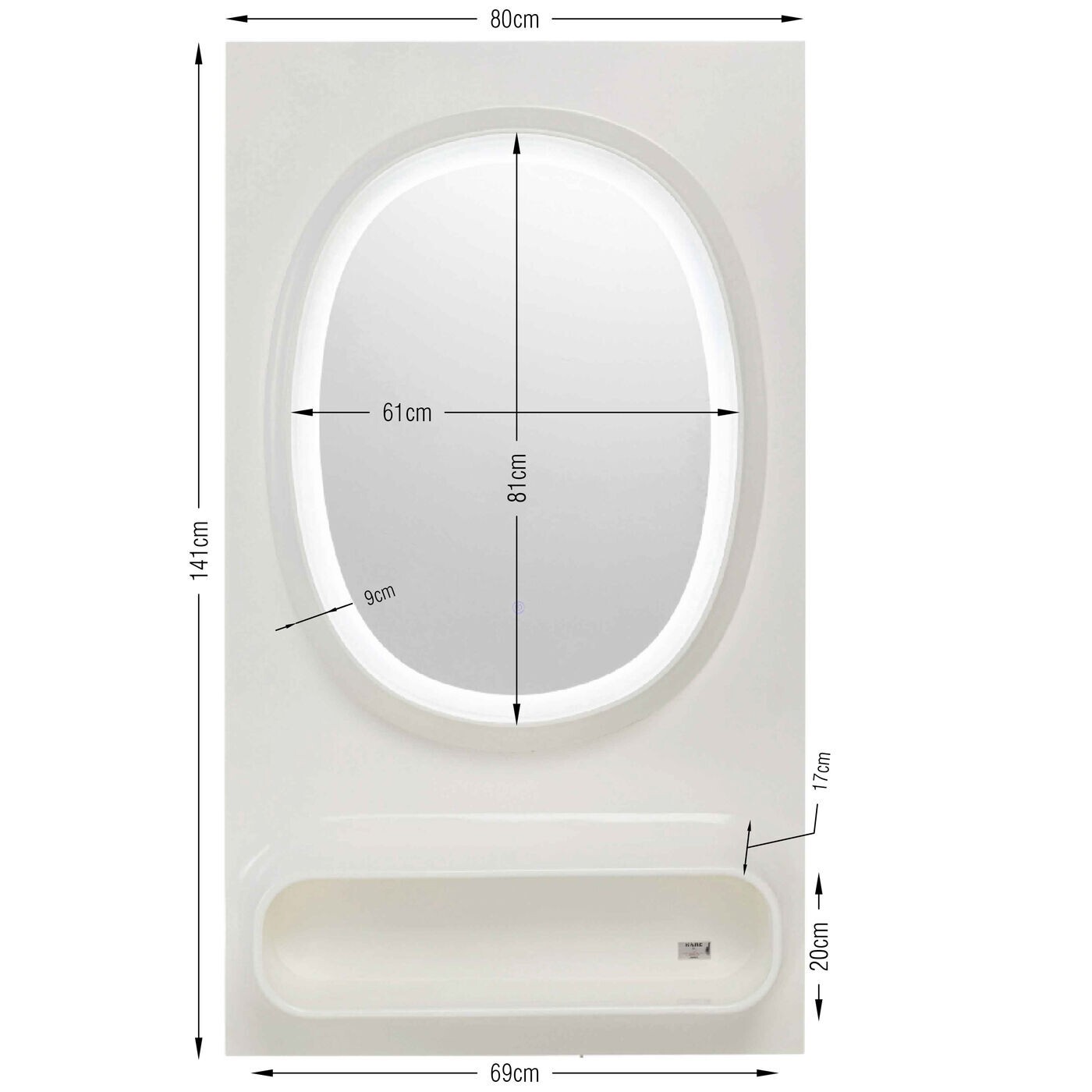 Miroir Aero LED 141x80cm blanc Kare Design