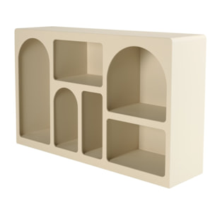 HELENA - Buffet 6 niches 120x30cm en bois peint couleur beige