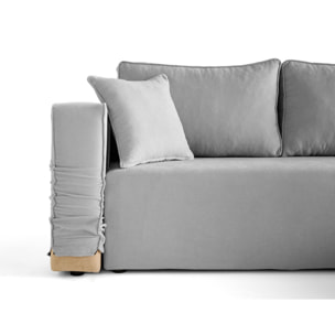 Topaze - canapé d'angle déhoussable réversible 4 places en tissu - Gris clair