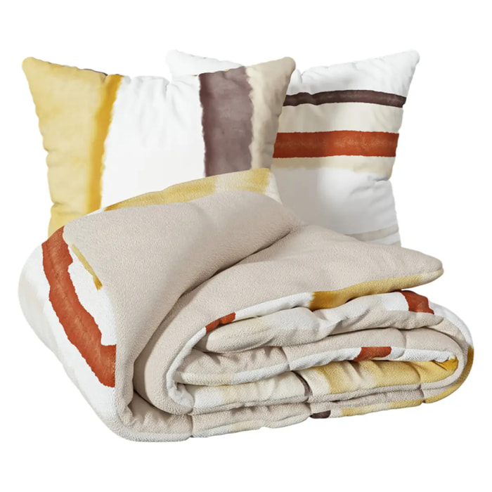 Parure de lit imprimée Hana - percale - jaune ocre - 240x220 cm