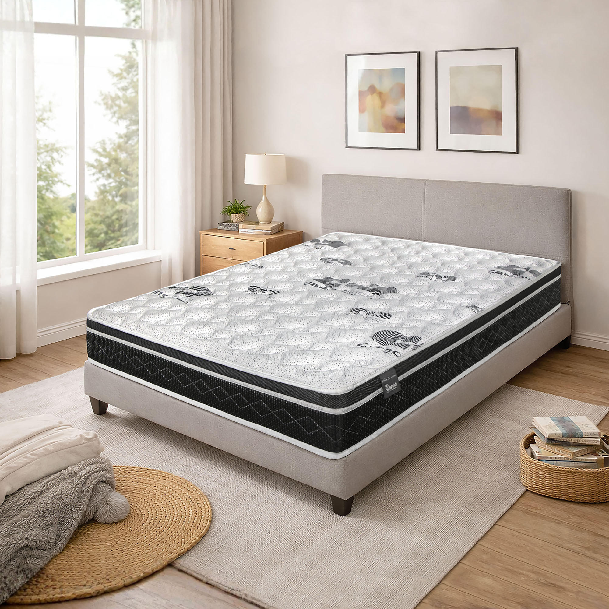 Colchón Viscoelástico HR Memory Carbono, Altura 24 cm