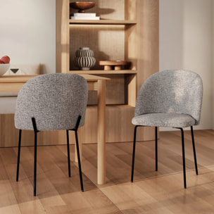 Lot de 2 chaises en tissu chiné gris clair - Karl