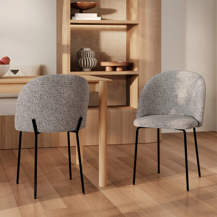Lot de 2 chaises en tissu chiné gris clair - Karl