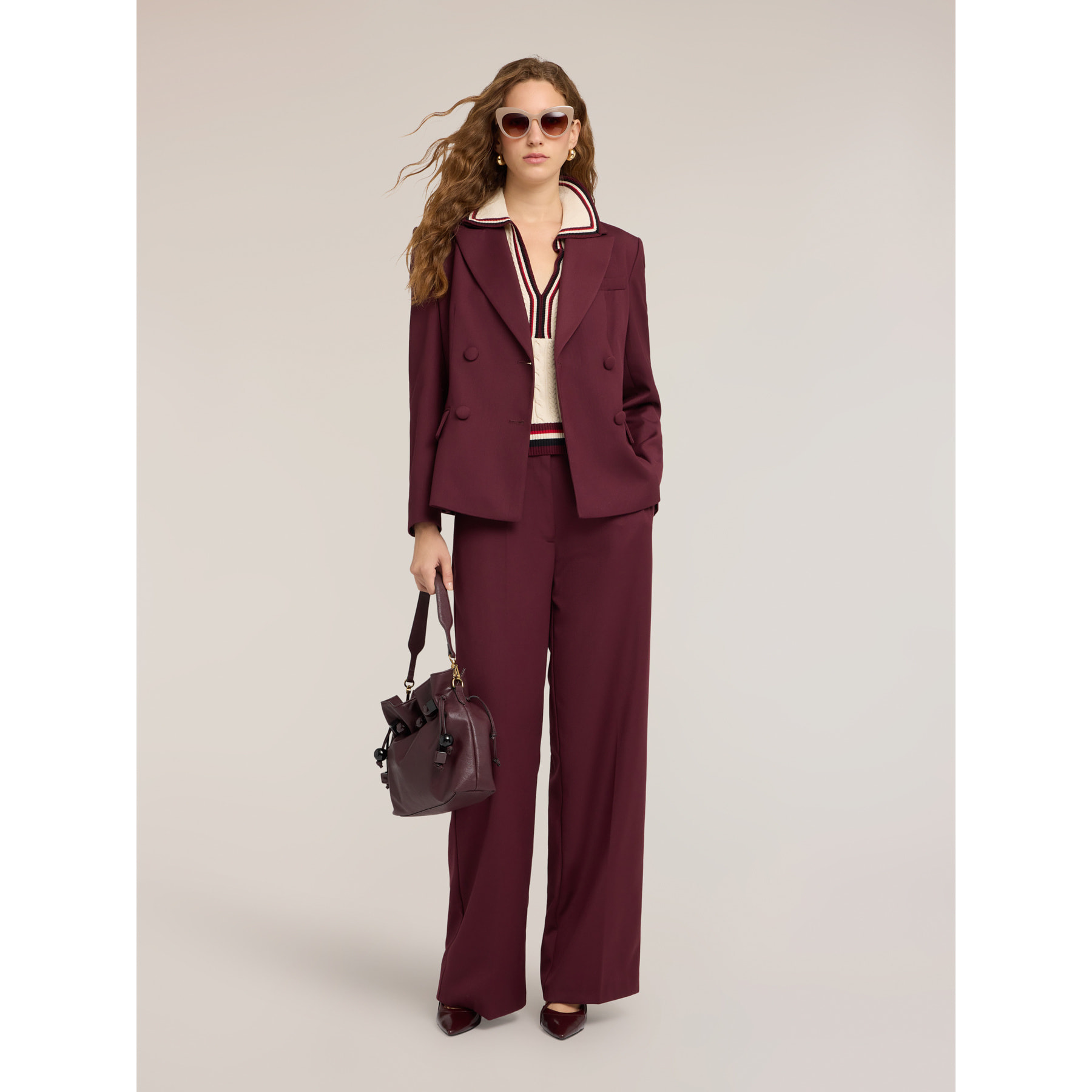 Motivi - Blazer doppiopetto con bottoni foderati - Bordeaux