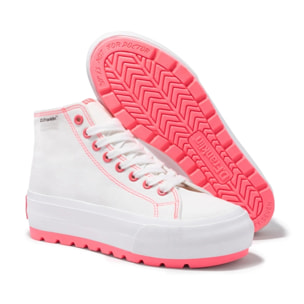 Zapatillas Altas de Mujer One Way Track Canvas Basic Blanco / Fucsia D.Franklin