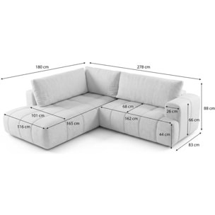 Canapé d'angle gauche convertible 4 places en tissu chenille - ouverture rapide - BRERA