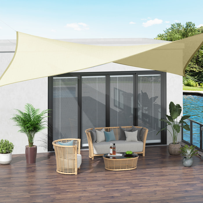 Voile d'ombrage rectangulaire 3 x 4 m polyéthylène haute densité résistant aux UV coloris crème