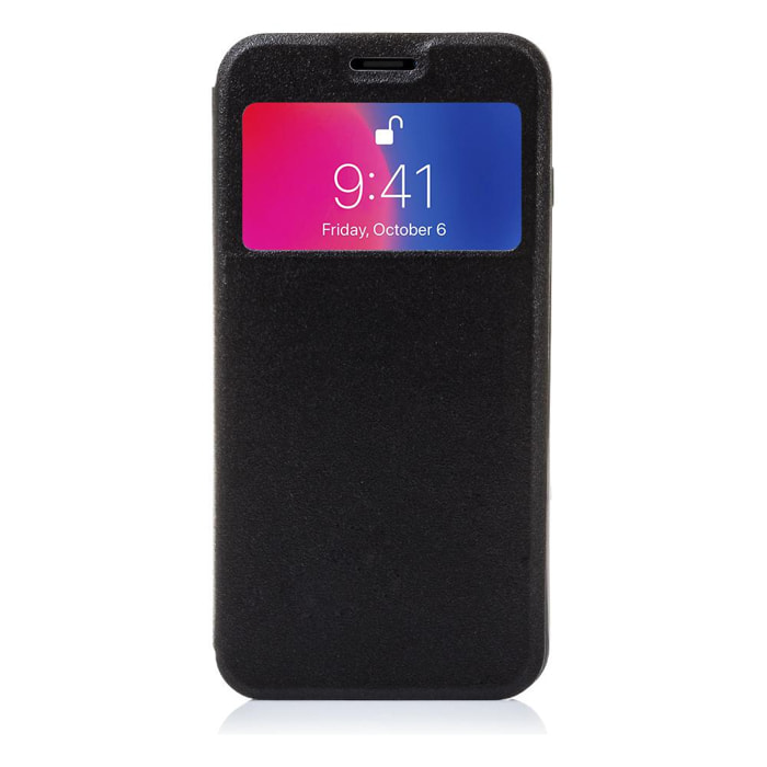 FUNDA LIBRO CON VENTANA CIERRE MAGNÉTICO IPHONE X