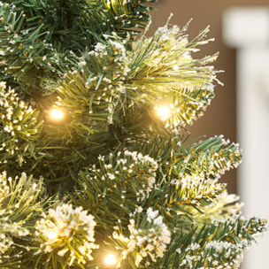 Árbol de Navidad con 35 Luces LED, 60 cm, Mini Árbol de Navidad Artificial con 64 Ramas Densas con Nieve, Piñas, Bayas y Base de Arpillera, Decoración Navideña de Mesa para Casa, Oficina, Verde