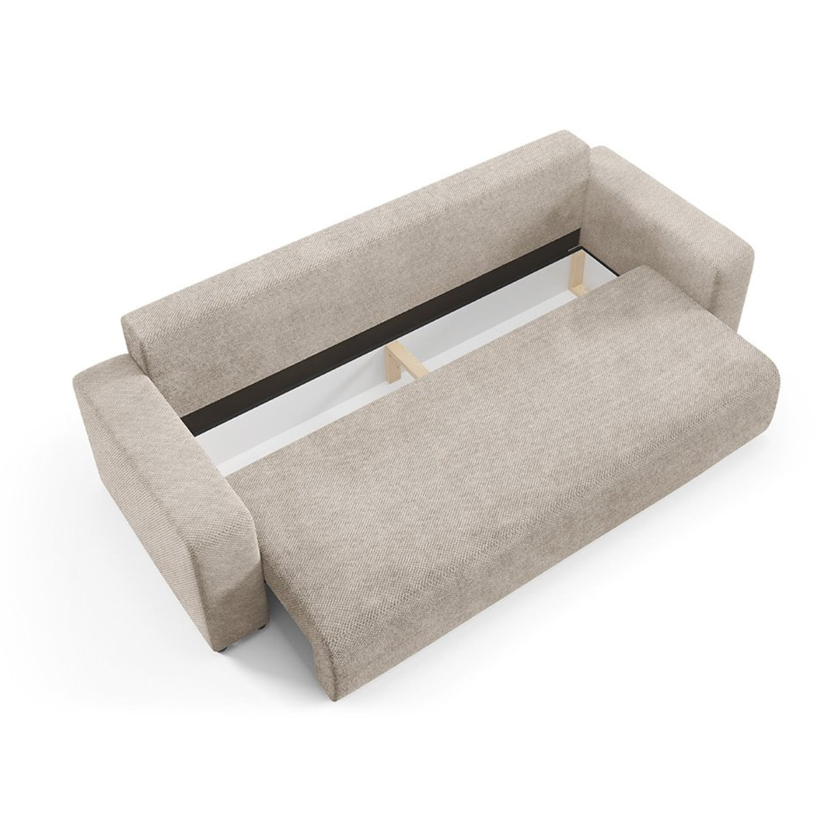 GLORIA - Canapé droit convertible 3 places en tissu beige