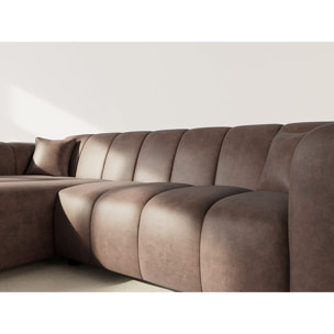 Curtis - canapé d'angle gauche 4 places en simili - Marron