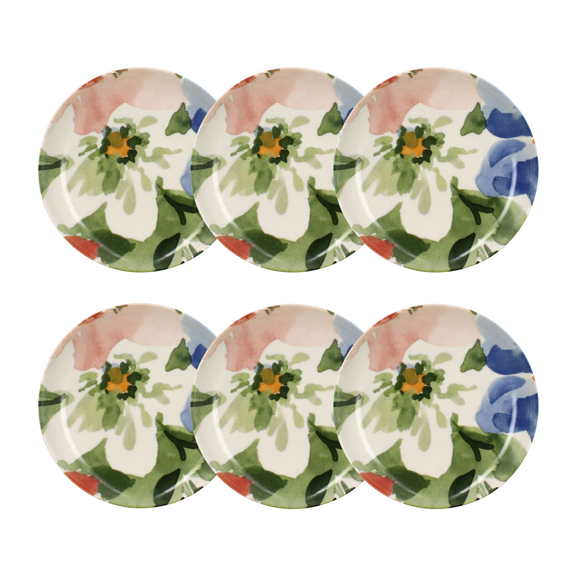 Lot de 6 assiettes creuses en porcelaine floral 21cm FLORALUX