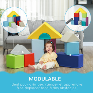 11 blocs de construction en mousse XXL - modules de motricité - jouets éducatifs - certifiés normes EN71-1-2-3 - mousse EPE revêtement PU gris