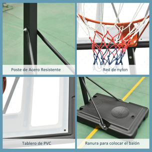 Aro de Baloncesto con Soporte Acero 86x153x250-350cm Negro