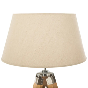Lampadaire trépied "Runo" bambou blanc ivoire H145cm