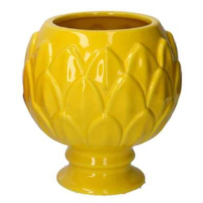 Vaso calice in ceramica giallo cm ø20,5h21,5