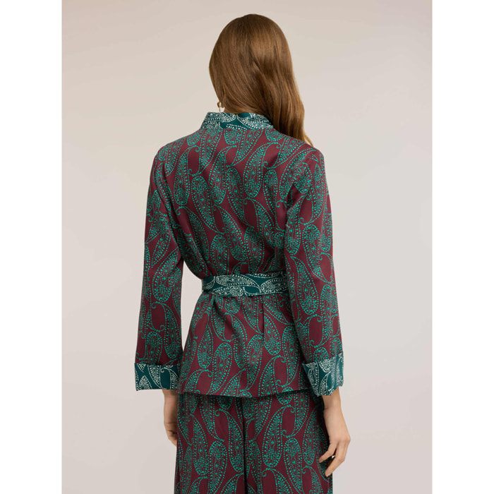 Motivi - Giacca destrutturata in raso fantasia cashmere - Verde