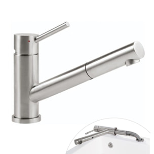 Robinet cuisine rabattable Como Shower window inox