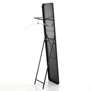 Porte-manteau avec miroir Tomasucci CRAFTY, en acier et verre, noir, 30 × 36 × 150 cm
