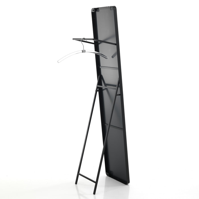Porte-manteau avec miroir Tomasucci CRAFTY, en acier et verre, noir, 30 × 36 × 150 cm
