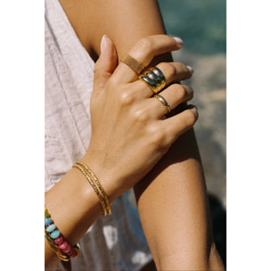 Brazalete Organic River Acero Baño Oro