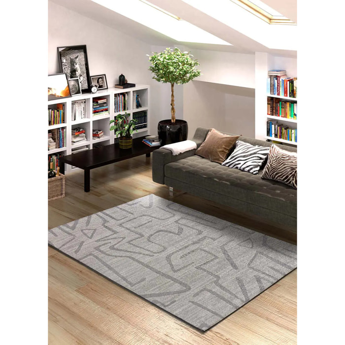 HL-AFRICA Alfombra estilo étnico de pelo corto en color plata, varias medidas disponibles