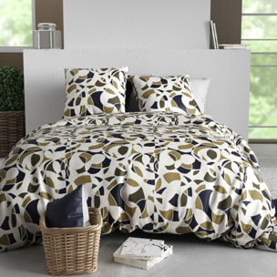 Parure housse de couette imprimée 220x240cm + 2 Taies 100% coton 57fils KLEE