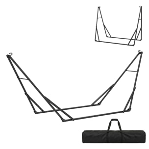 Soporte para Hamaca Plegable, Largo 290 cm, Soporte para Hamaca Portátil de Acero, Longitud Ajustable, con Bolsa de Transporte, Carga 120 kg, Negro
