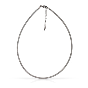 Set de collar y pulsera negros de malla de cobre con relleno de cristal brillante y cierre de mosquetón de cobre con acabado negro.