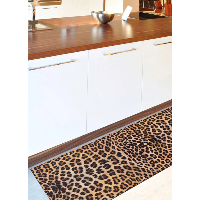 RICCI Alfombra vinílica de cocina estampado animal en amarillo, varias medidas disponibles.