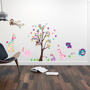 Stickers Muraux décoration adhésifs Les petits animaux jouent dans le jardin