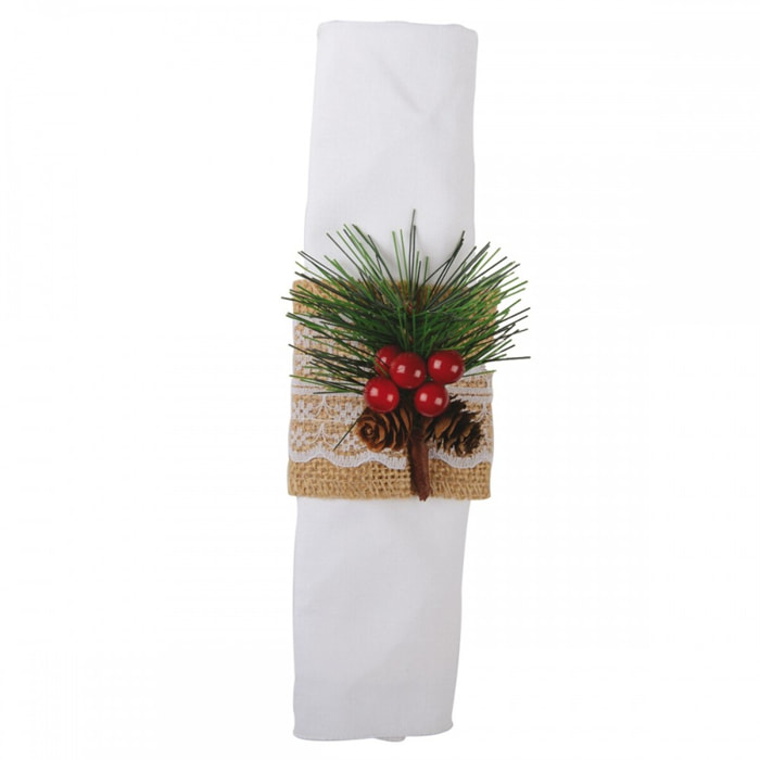 Lot de 4 ronds de serviettes houx