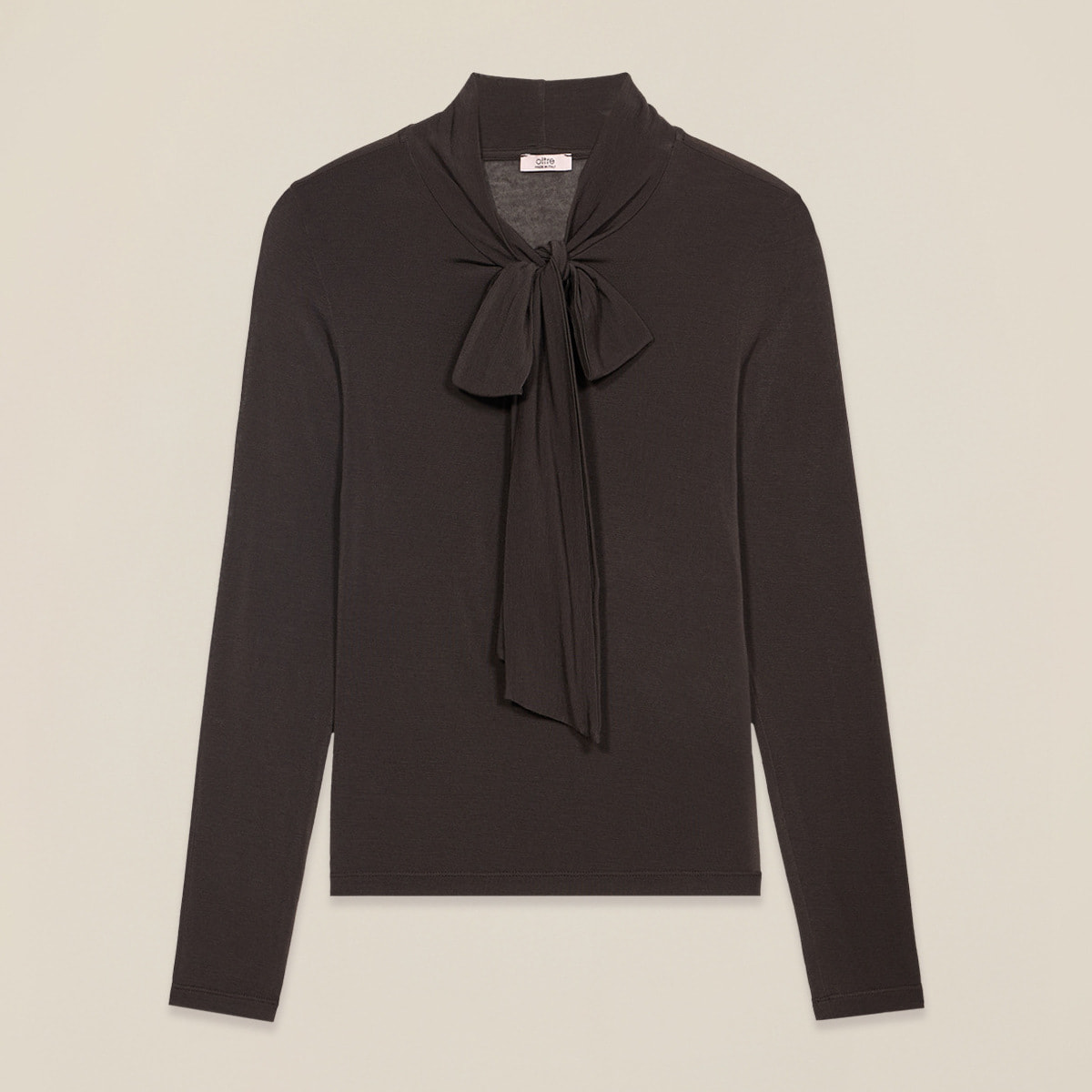 Oltre - T-shirt misto cashmere con fiocco - Marrone