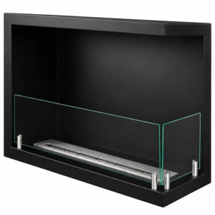 Sutri 60 - Camino a Bioetanolo da Incasso Angolare Destro 60x45x22,4 cm con Bruciatore 1,5lt in Acciaio