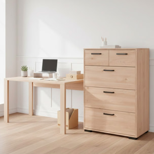 Cassettiera Alta 5 Cassetti Comò Mobile Contenitore Moderno Cassetti Scorrevoli A Sfera Camera Da Letto Ingresso Soggiorno 70.2×39.8×82.7 Cm Rovere