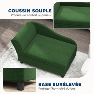 Canapé chien design méridienne - coffre rangement intégré - velours vert