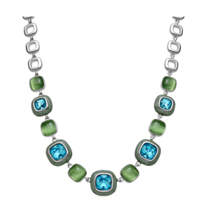 Collar con Cristal Azul acabado plata
