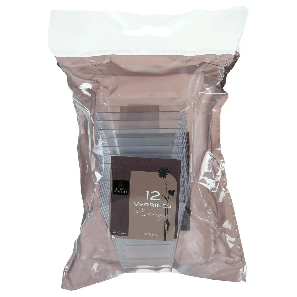 12 verrines carrées plastique