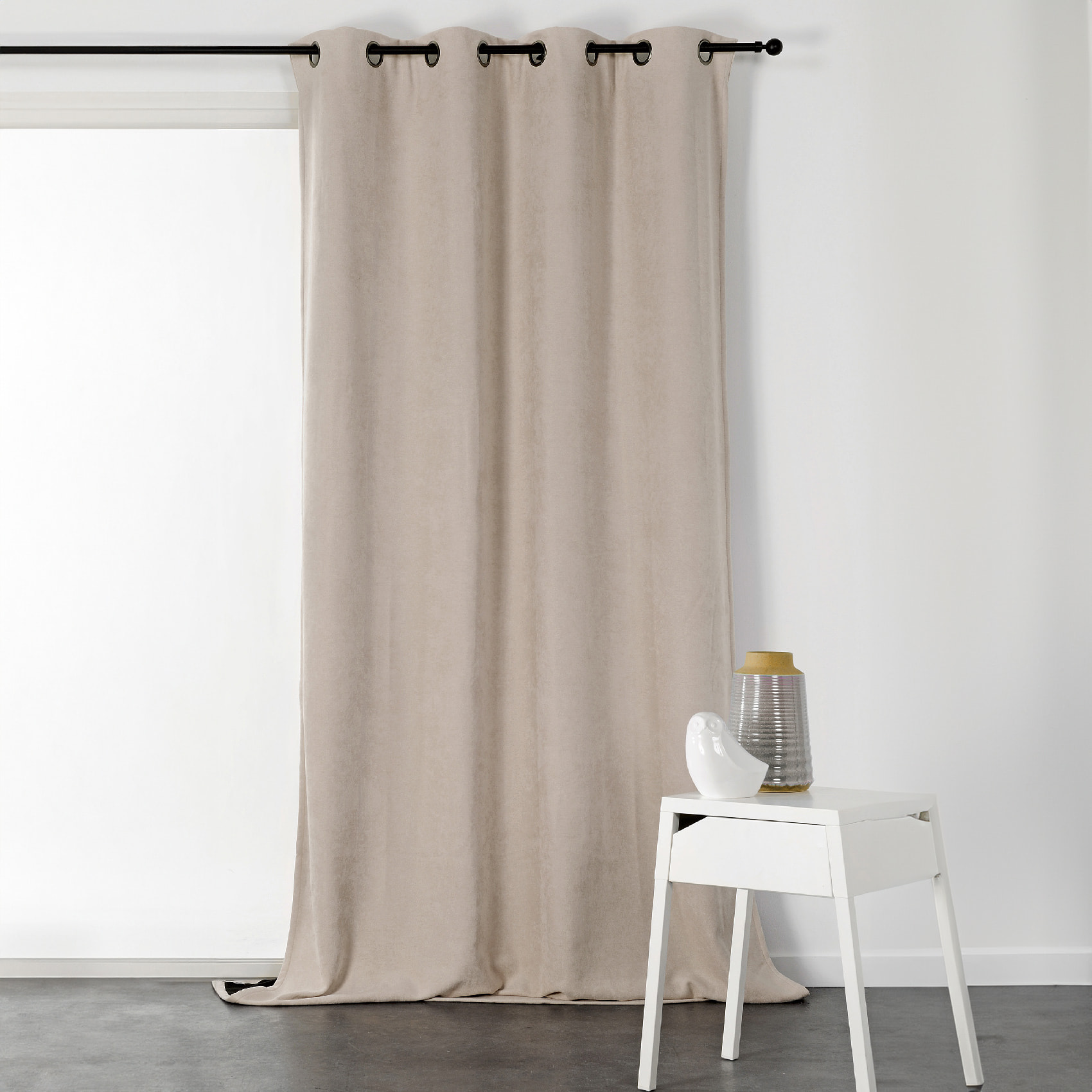 Rideau à Oeillets Isolant et Déperlant  - Effet Velours - Lin