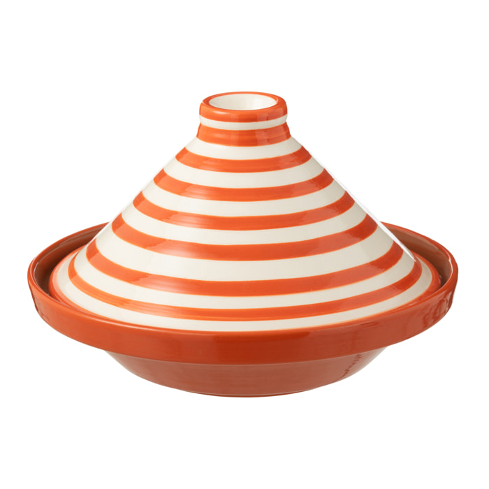 J-Line tajine Granada Stripes - céramique - blanc/orange