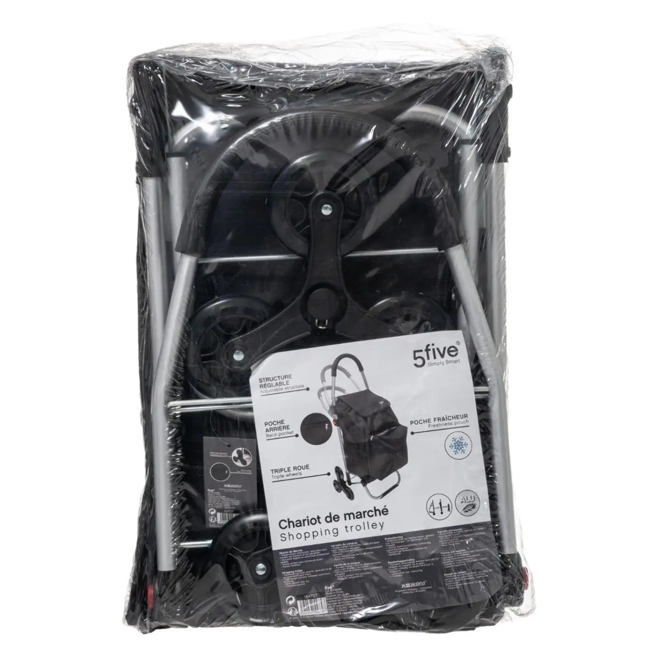 Chariot de course pliable 6 roues noir